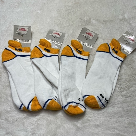 SHS GO TEAM - yellow/gold and blue college or high school socks size 8-13 - Picture 1 of 4